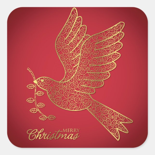 Elegant filigree dove square sticker (Front)
