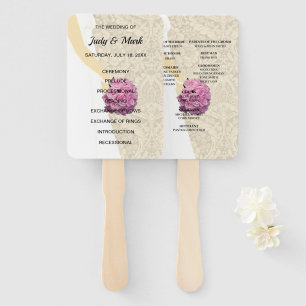 Elegant Filigree Wedding Gown Program Hand Fan