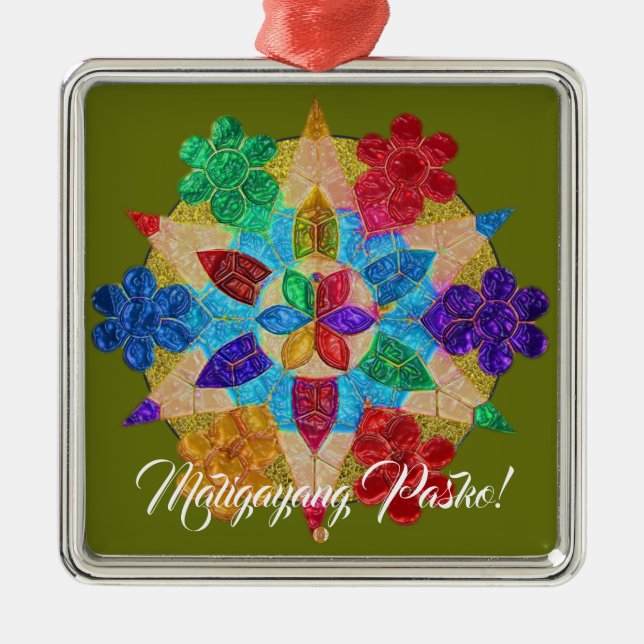 Elegant Filipino Parol Style, FilAm, Philippines Metal Tree Decoration (Front)