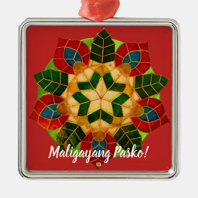 Elegant Filipino Parol Style, FilAm, Philippines Metal Tree Decoration (Front)