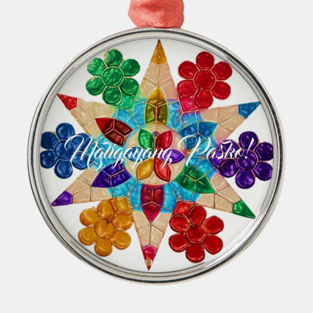 Elegant Filipino Parol Style, FilAm, Philippines Metal Tree Decoration (Front)