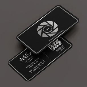 Elegant Film Producer Black Silver Lens Frame Business Card