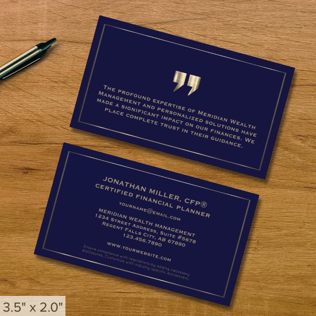 Elegant Financial Business Card Client Testimonial (Creator Uploaded)