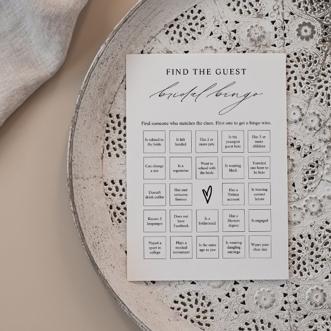 Elegant Find the Guest Bridal Shower Bingo Game Invitation (Creator Uploaded)