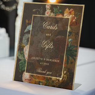 Elegant Fine Art Floral Still Life Wedding Pedestal Sign