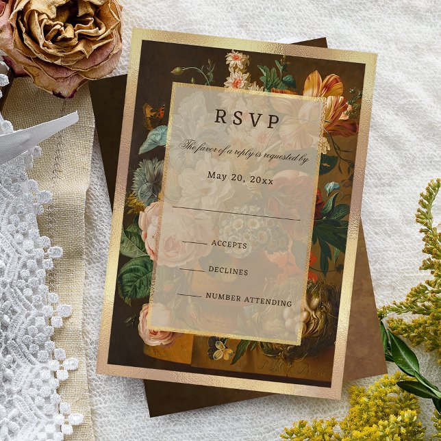 Elegant Fine Art Floral Still Life Wedding RSVP Card (Creator Uploaded)