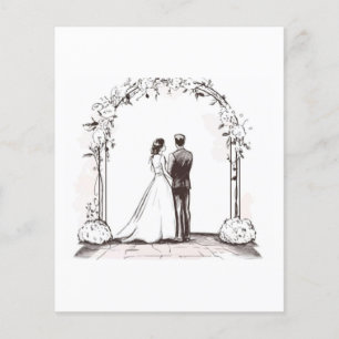 Elegant Fine Line Art Wedding Couple Floral Arch Flyer