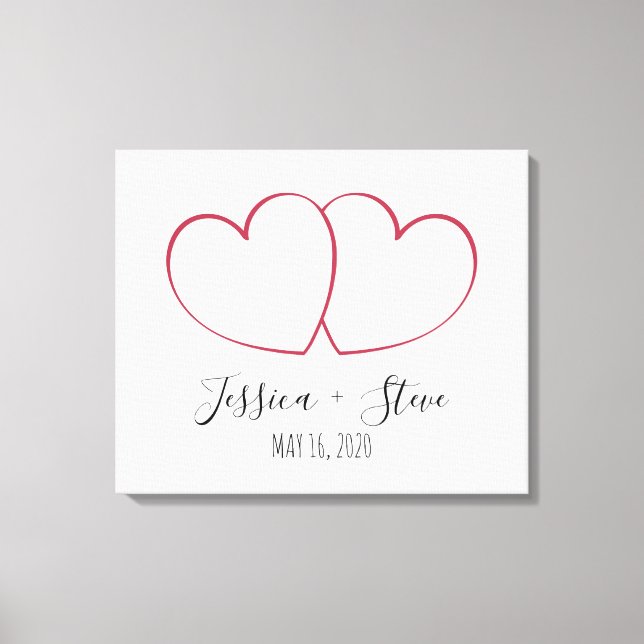 Elegant fingerprint heart wedding canvas guestbook (Front)