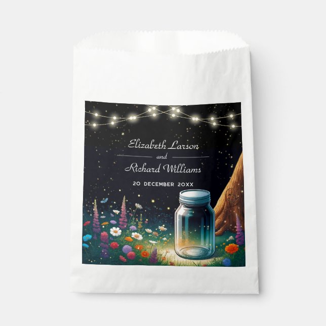 Elegant Firefly Rustic Wedding Invitation Favour Bags (Front)