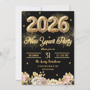 Elegant Fireworks New Year Invitation