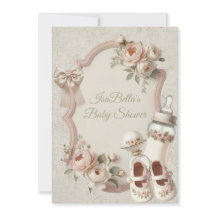 Elegant First Bloom Baby Shower Floral Invitation