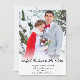 Elegant First Christmas as Mr. and Mrs. Photo Holiday Card