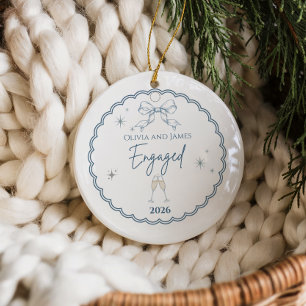 Elegant First Christmas Engaged Ceramic Tree Decoration