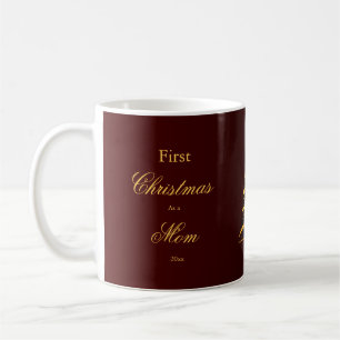 Elegant First Christmas Mum Dad Gold Pine Tree Coffee Mug