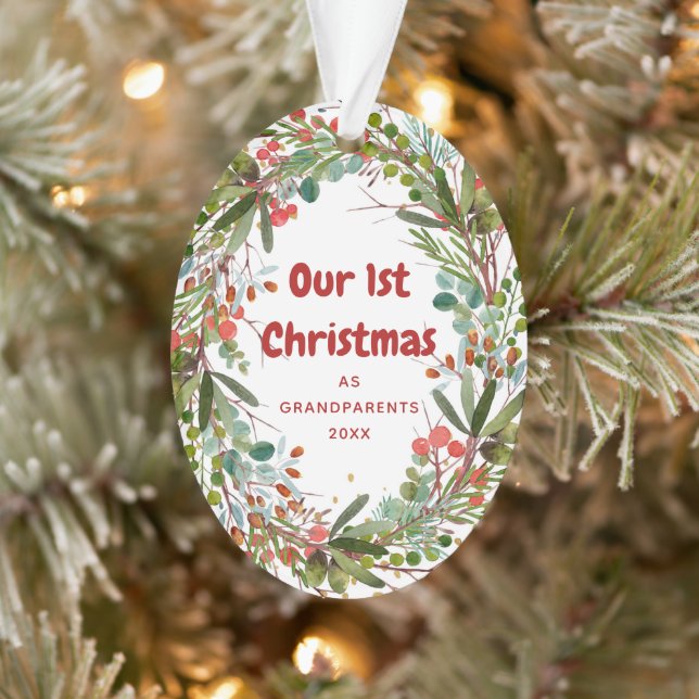 Elegant First Christmas Wreath  Ornament (Tree)