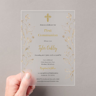 Elegant first communion  acrylic invitations