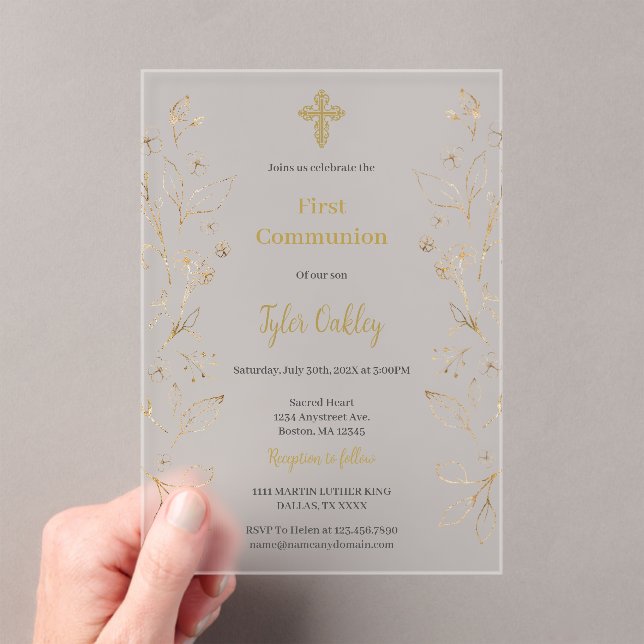 Elegant first communion  acrylic invitations (Insitu (Handheld))