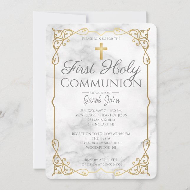 Elegant First Holy Communion Invitation (Front)