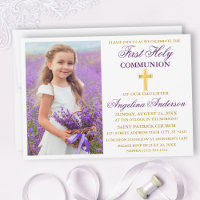 Elegant First Holy Communion Purple Gold Photo