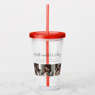 Elegant First Mother's Day Custom Photo Collage Acrylic Tumbler