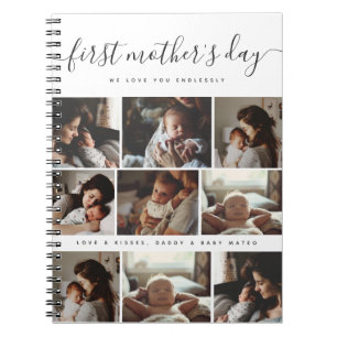 Elegant First Mother's Day Custom Photo Collage Notebook