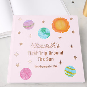 Elegant First Trip Around The Sun Girl's Birthday Guest Book