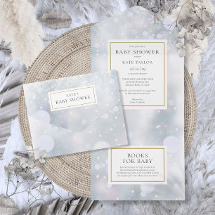 Elegant First Winter Snowflakes Baby Shower All In One Invitation