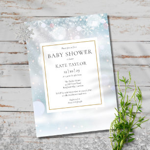 Elegant First Winter Snowflakes Baby Shower Invitation
