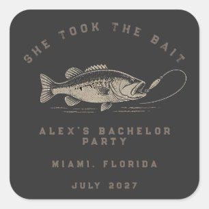 Elegant Fishing Themed Weekend Trip Bachelor Party Square Sticker