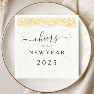 Elegant Fizz Bubbles Cheers New Year's Eve Napkin