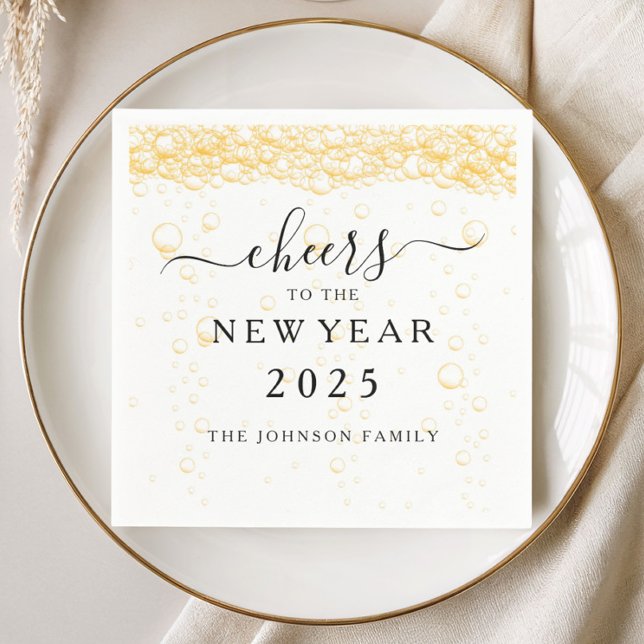 Elegant Fizz Bubbles New Year's Eve Napkin (Elegant Fizz Bubbles New Year's Eve Napkins)