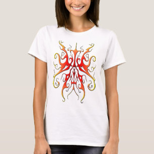 Elegant Flame Tribal Mask Abstract Design T-Shirt