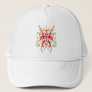 Elegant Flame Tribal Mask Abstract Design Trucker Hat