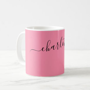 Elegant Flamingo Colour Modern Name Personalised Coffee Mug
