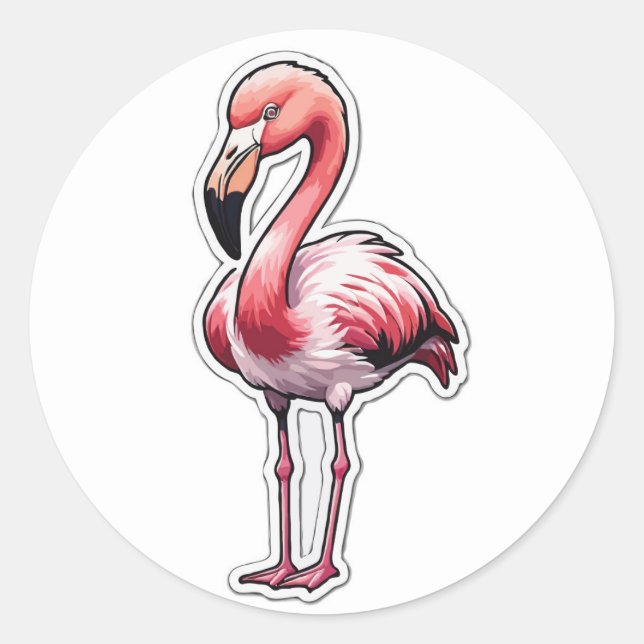 Elegant Flamingo Sticker - Graceful Tropical Bird (Front)