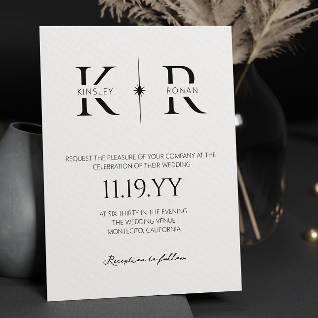 Elegant Flare Monogram Wedding Invitation (Creator Uploaded)