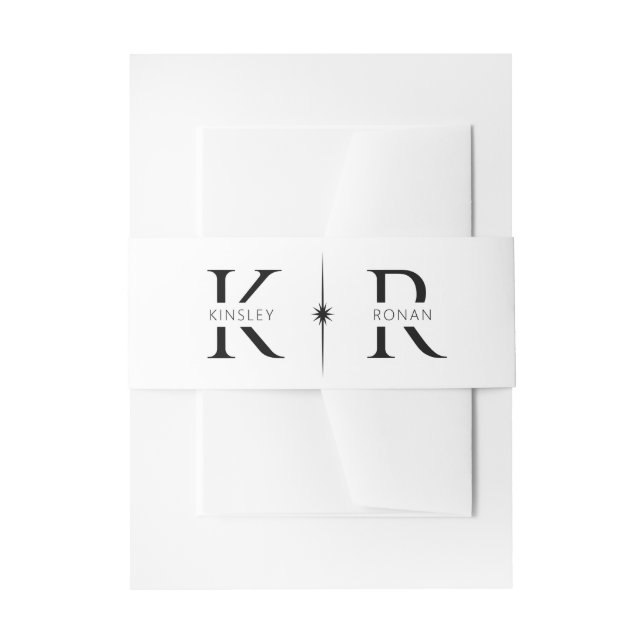 Elegant Flare Monogram Wedding  Invitation Belly Band (Front Example)