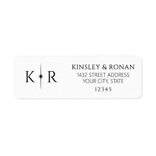 Elegant Flare Monogram Wedding Return Address (Front)