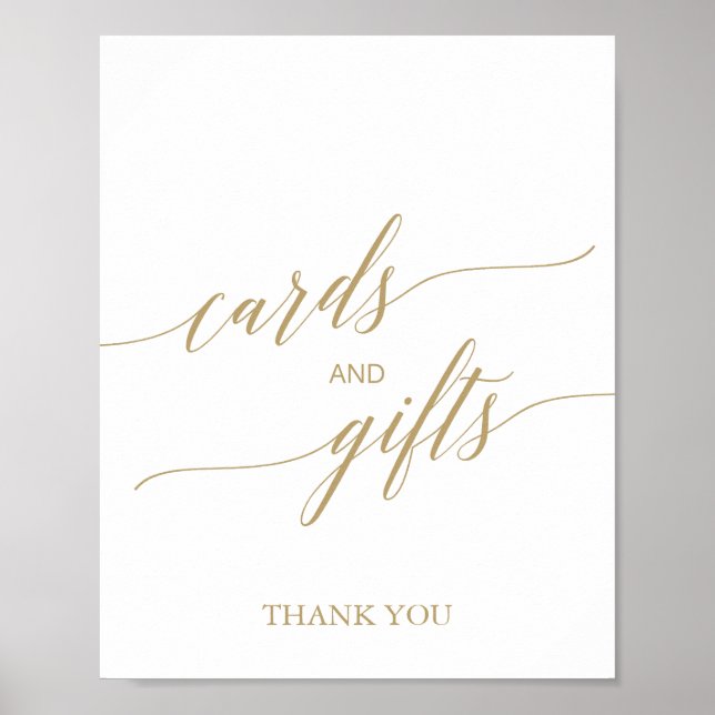 Elegant Flat Gold Calligraphy Cards and Gifts Sign (Front)