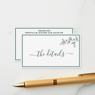 Elegant Flat Modern Botanical Green Enclosure Card