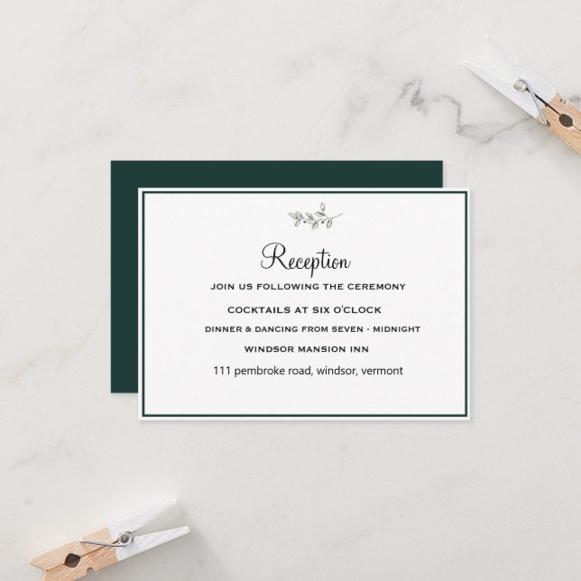 Elegant Flat Modern Botanical Greenery Wedding Invitation (Front/Back In Situ)