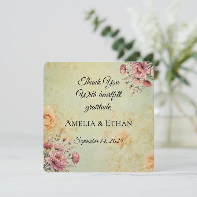 Elegant Flat Wedding Thank You Card  (Standing Front)