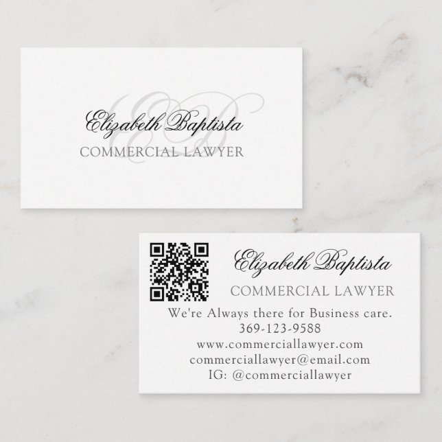 Elegant Flemish Monogram QR code Business Card (Front/Back)