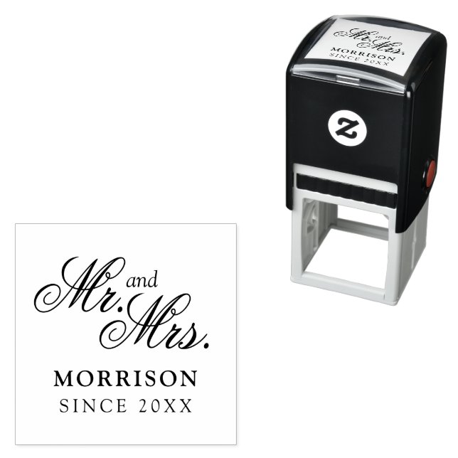 Elegant Flemish Script Timeless Romantic Style Self-inking Stamp (In Situ)