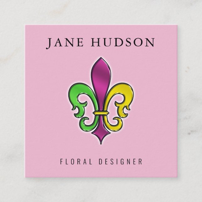Elegant Fleur De Lis Design Square Business Card (Front)