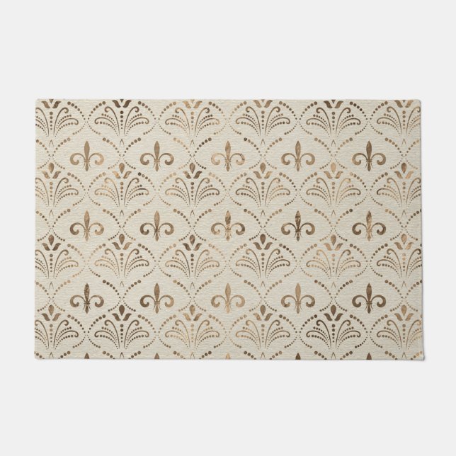 Elegant Fleur-de-lis pattern - pastel gold Doormat (Front)