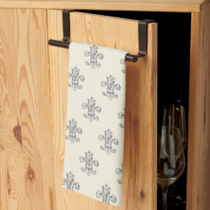 Elegant Fleur de Lis Pattern Tea Towel