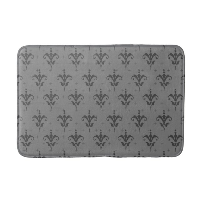 Elegant Fleur De Lis - Purple or Grey Bath Mat (Front)