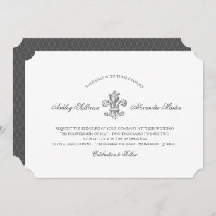 Elegant Fleur de Lis Wedding 3 Invitation