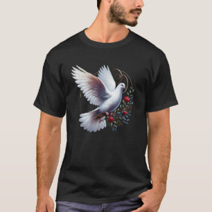 Elegant Flight of the Peaceful White Dove Bird Flo T-Shirt